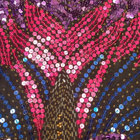 80's IRIS pink, blue and purple sequin top - Picture 4 of 4